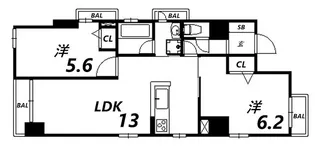 アンゼン十二所前【2階】の間取り