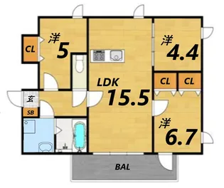 ルークレジデンスNUEVE【2階】の間取り