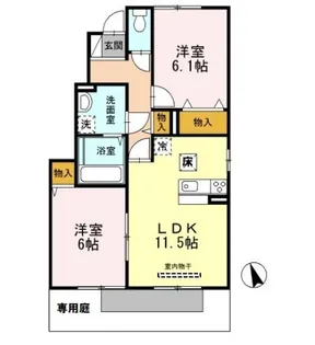 セジュールアカネA棟【1階】の間取り