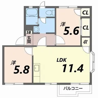 英賀保ハイツ3【1階】の間取り