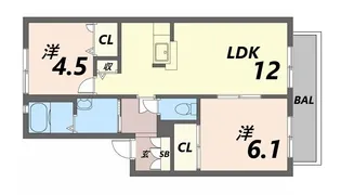 ディアス柿の木 B【2階】の間取り