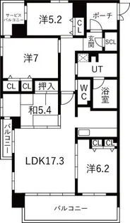 アルファステイツ城乾西八代【5階】の間取り