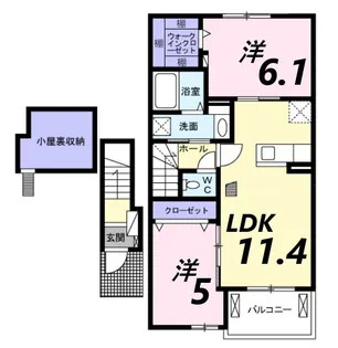 ライフステージ岡田II【2階】の間取り