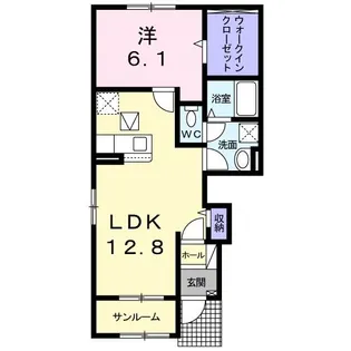 ヴィラ ドゥ グレーヌ梅ケ谷D【1階】の間取り