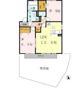 パインハイツ B棟【1階】の間取り