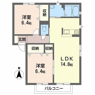 Casa bella Nozato C棟【2階】の間取り