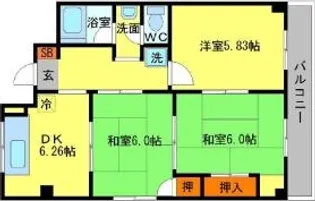 大阪府豊中市東豊中町4丁目【マンション】の間取り