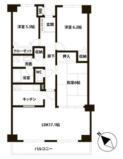 千里中央パークヒルズJ棟【2階】の間取り
