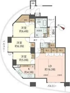 ディーグラフォート千里中央【20階】の間取り