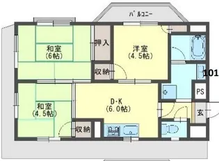 べルフラワー山下【1階】の間取り