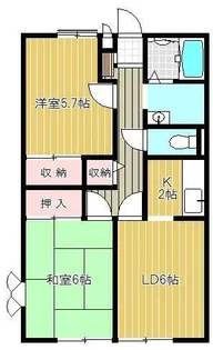 グリーンハイツ岸辺【1階】の間取り