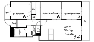 メゾンソワール【2階】の間取り
