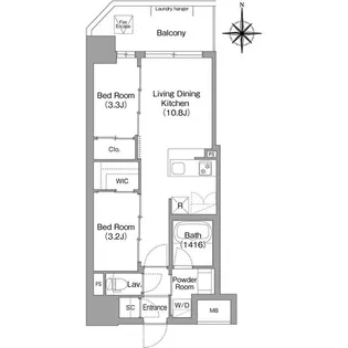 コンフォリア・リヴ東三国駅前ソルテラス【8階】の間取り