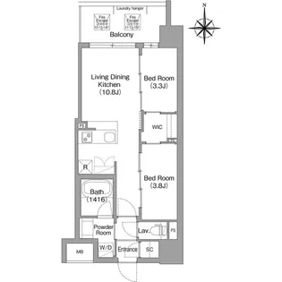 コンフォリア・リヴ東三国駅前ソルテラス【8階】の間取り