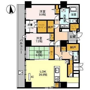 グランセジュール江坂【13階】の間取り
