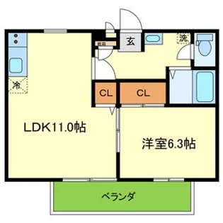 ソレジオ1号館【2階】の間取り