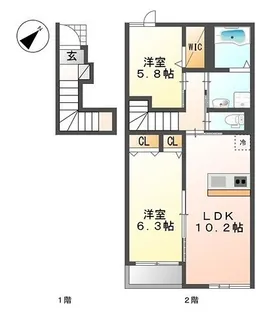 ツインパラスI【2階】の間取り