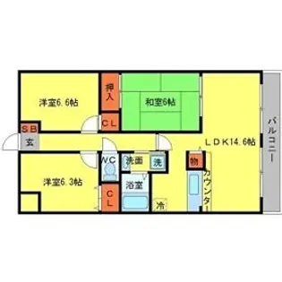 ボヌール千里中央弐番館【3階】の間取り