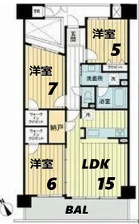メロディーハイム千里万博公園【6階】の間取り