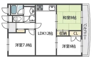 アパルトマン北千里【6階】の間取り