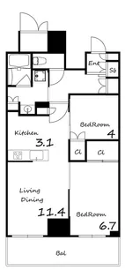 ジオタワー大阪十三【11階】の間取り