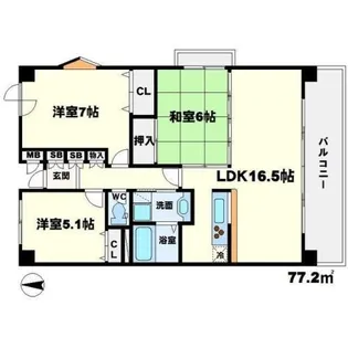 クレセント千里中央【4階】の間取り