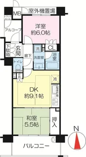 ジオ千里中央フォレストカーサH棟【3階】の間取り