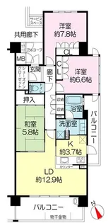 ジオ千里中央フロントコートA棟【6階】の間取り