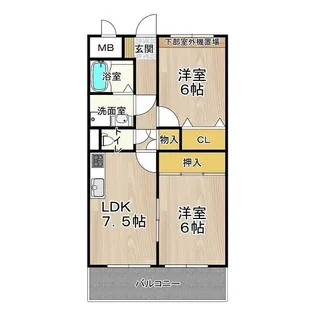 アルカディア箕輪【1階】の間取り