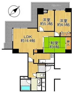 メロード吹田一番館【16階】の間取り