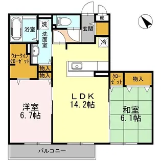 サンフラワー千里王子 B棟【1階】の間取り