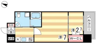 アドバンス三宮ラシュレ【701号室】の間取り