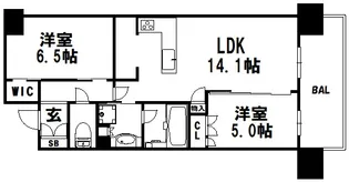 ワコーレ神戸三宮トラッドタワー【7階】の間取り