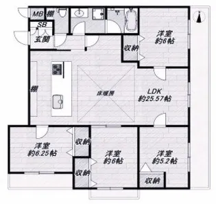 4LDKの間取り画像