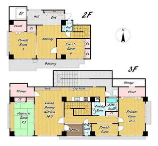 ラムール六甲山ノ手【2階】の間取り