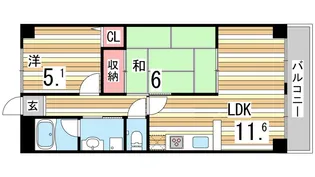 ベルベデール甲南【3階】の間取り