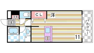 セジュール六甲道【3階】の間取り