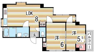イースト御影【4階】の間取り
