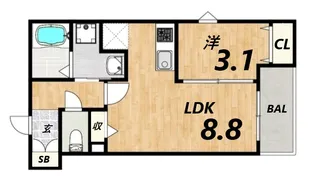 ザカラー東本町A棟【1階】の間取り