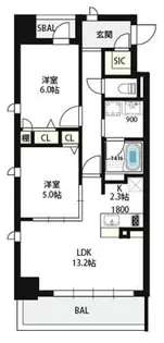 エーレックス西宮【2階】の間取り