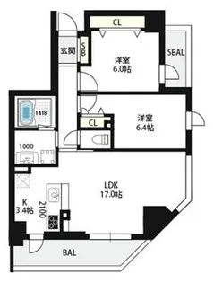 エーレックス西宮【4階】の間取り