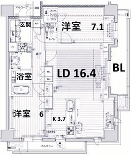 ルネグラン夙川北名次【1階】の間取り