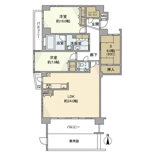 エスリード苦楽園老松町【1階】の間取り