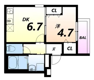 フジパレス長洲中通2番館【1階】の間取り