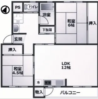 2LDKの間取り画像