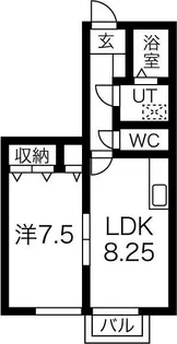 1DKの間取り画像