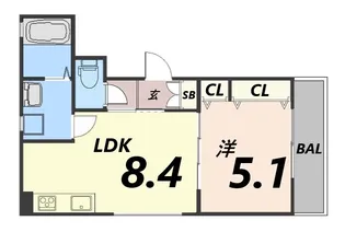クリエオーレ猪名寺【2階】の間取り