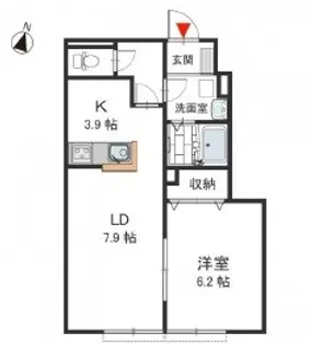 グレース芦屋【1階】の間取り