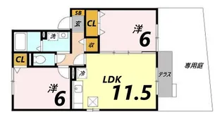 ライフランドスケープ A棟【1階】の間取り