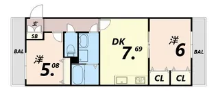インタルシオ武庫之荘【2階】の間取り